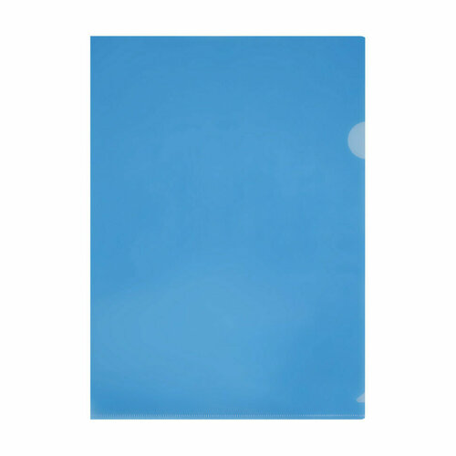 Папка-уголок СТАММ А4, 150мкм, пластик, прозрачная, синяя, 60 штук, 343196