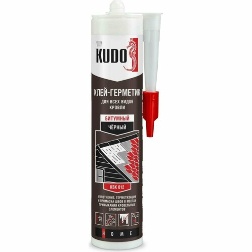 KUDO Клей-герметик HOME битумный для всех видов кровли, черный, 280 мл KSK-612 герметик kudo ksk санитарный ksk 13 280 мл бесцветный 1 шт