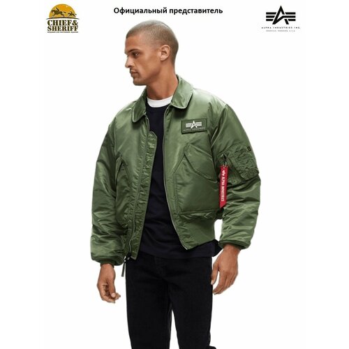 бомбер alpha industries размер m зеленый Бомбер ALPHA INDUSTRIES, размер M, зеленый