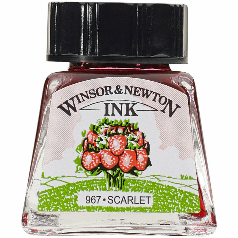 Тушь Winsor&Newton для рисования, алый, стекл. флакон 14мл, 317110