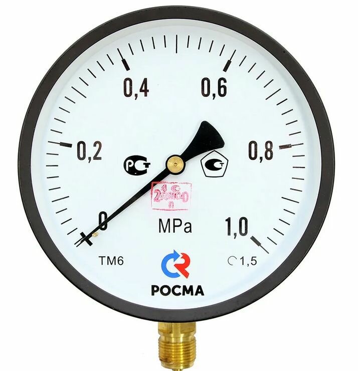 Манометр радиальный Росма-10 бар ТМ-210Р.00(0-1MPa)G1/4.2,5