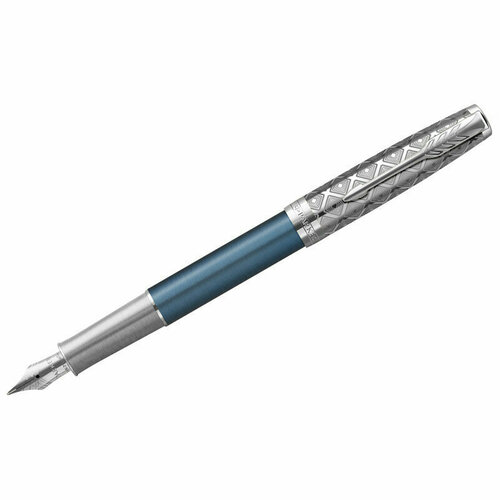 ручка перьевая parker sonnet f546 2146747 Ручка перьевая Parker Sonnet Metal & Blue Lacquer CT черная, 0,8мм, подарочная упаковка, 347034