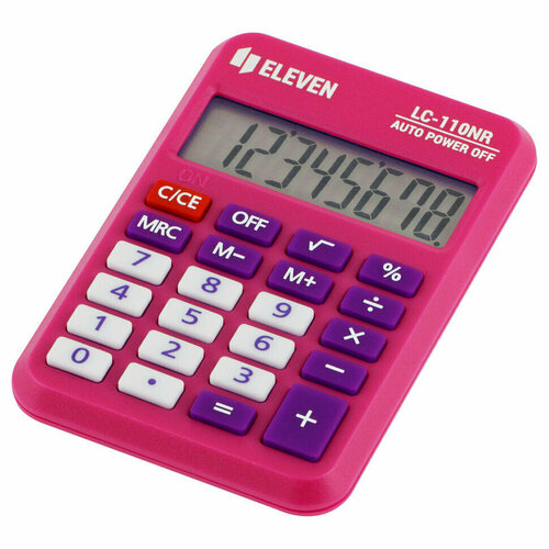 Калькулятор карманный Eleven LC-110NR-PK, 8 разрядов, питание от батарейки, 58*88*11мм, розовый, 339228