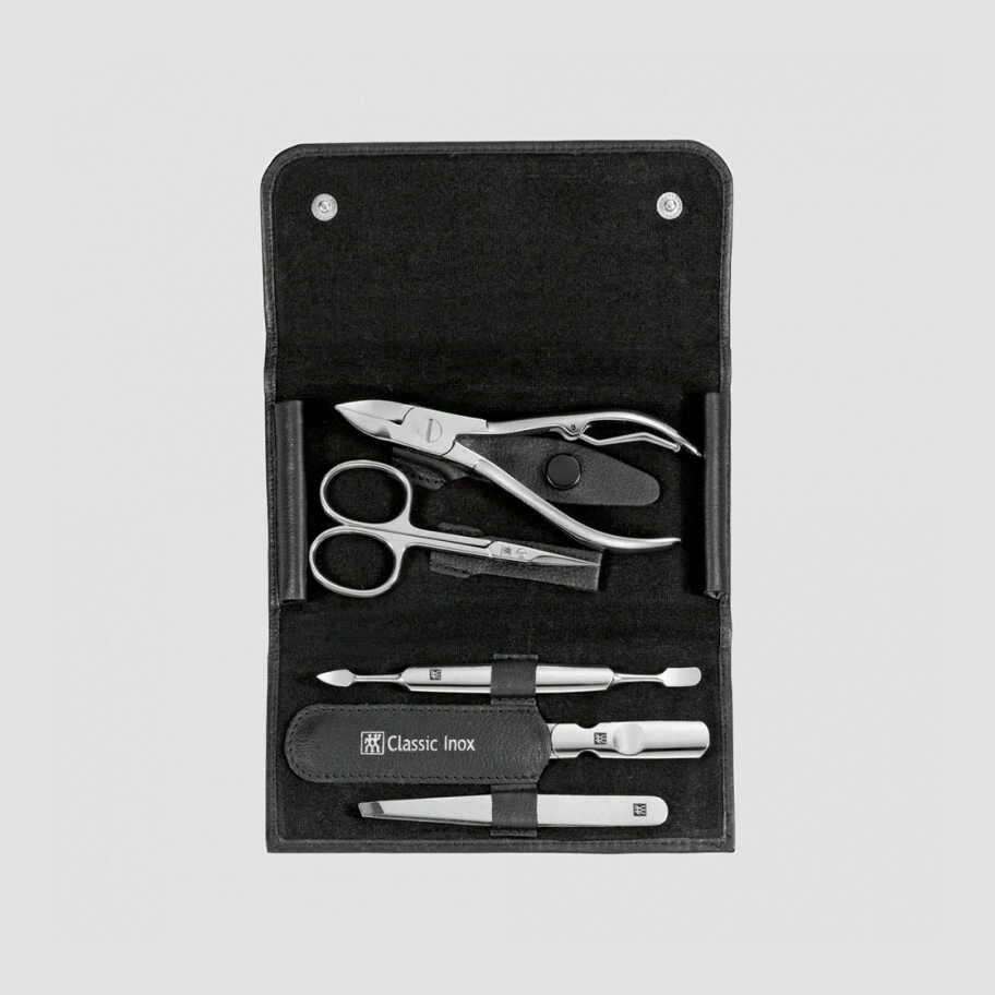 Набор маникюрный в кожаном футляре, цвет черный, 5 предметов, «Classic Inox» 97437-004