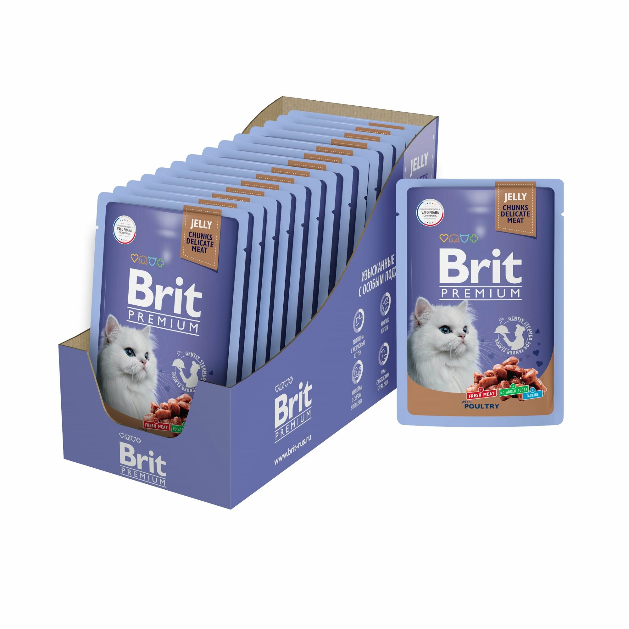 Корм для взрослых кошек Brit Premium Ассорти из птицы в желе 14шт.*85г - фотография № 10