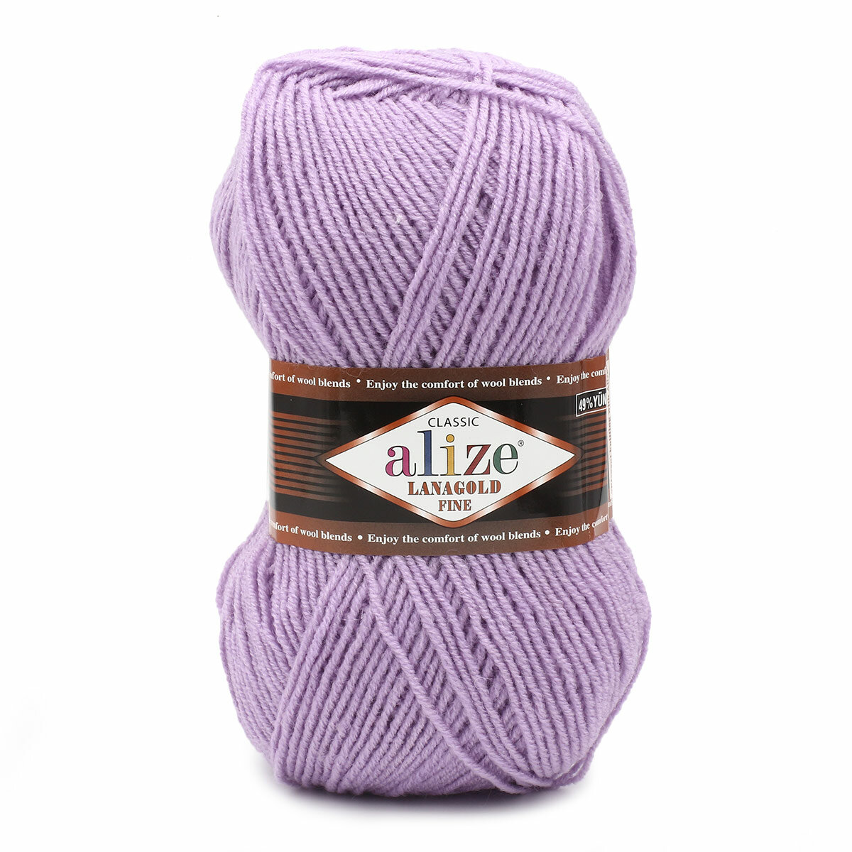 Пряжа для вязания ALIZE 'Lanagold fine', 100 г, 390м (49%шерсть, 51% акрил) (166 лиловый), 5 мотков