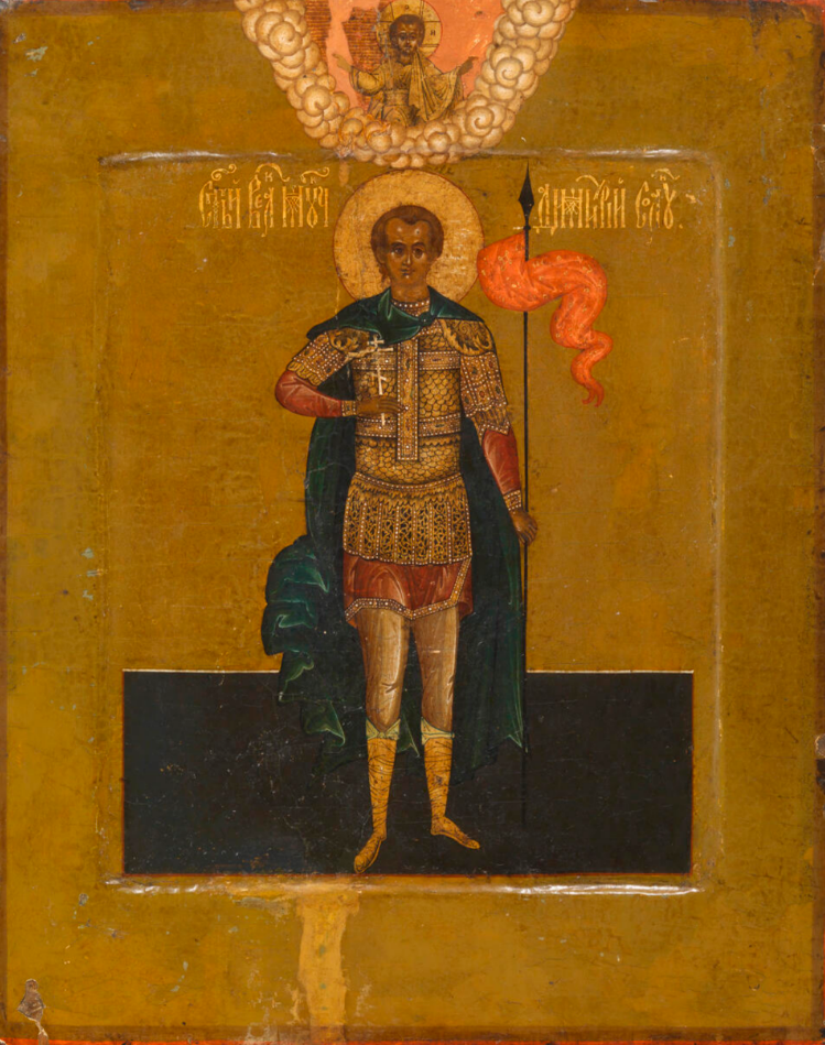 Дмитрий (Димитрий) Солунский великомученик Фессалоникийский. Деревянная икона на левкасе 33 см