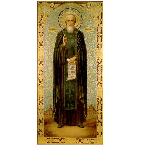 Святой Сергий Радонежский деревянная икона на левкасе 19 см икона сергий радонежский размер иконы 10x13