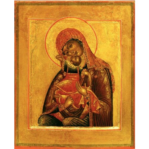 Взыграние Младенца икона Божией Матери деревянная на левкасе 19 см