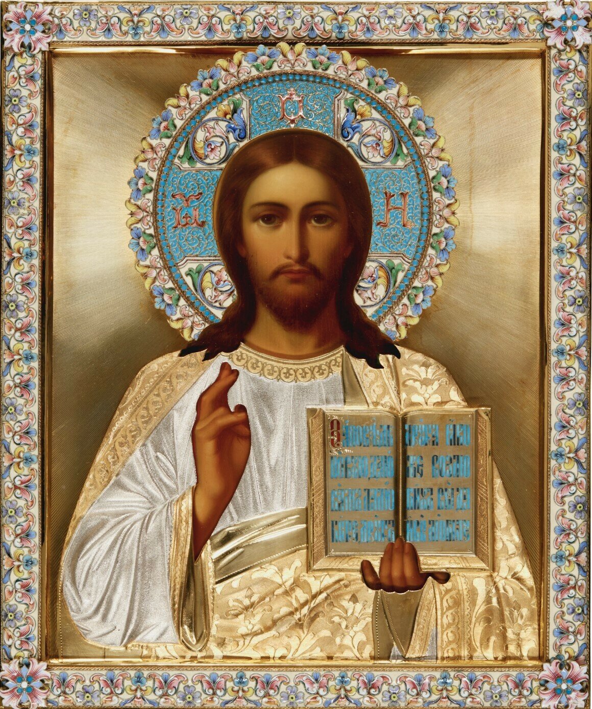 Иисус Христос Господь Вседержитель (Пантократор) деревянная икона на левкасе 13 см