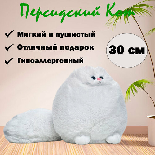 Мягкая игрушка Персидский кот Беляш, белый, 30 см мягкая игрушка персидский кот беляш 35 см белый