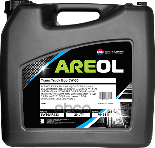AREOL Areol Trans Truck Eco 5w-30 (20l)_масло Моторное! Синтacea E6/E7 ...