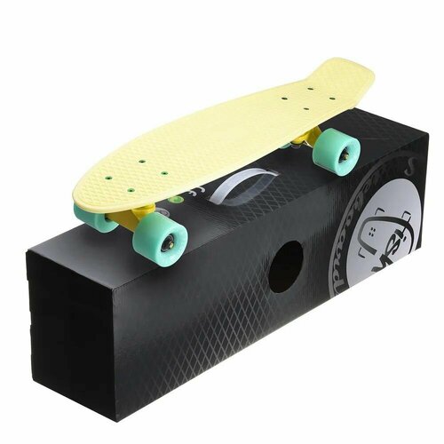 Пенни Борд Fish Skateboards 22" 56 см, LED-подсветка, желтый / мятный