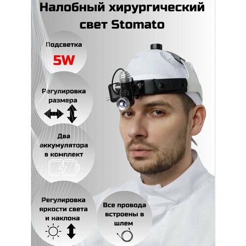 Налобный хирургический свет 5W Stomato с двумя аккумуляторами в комплекте