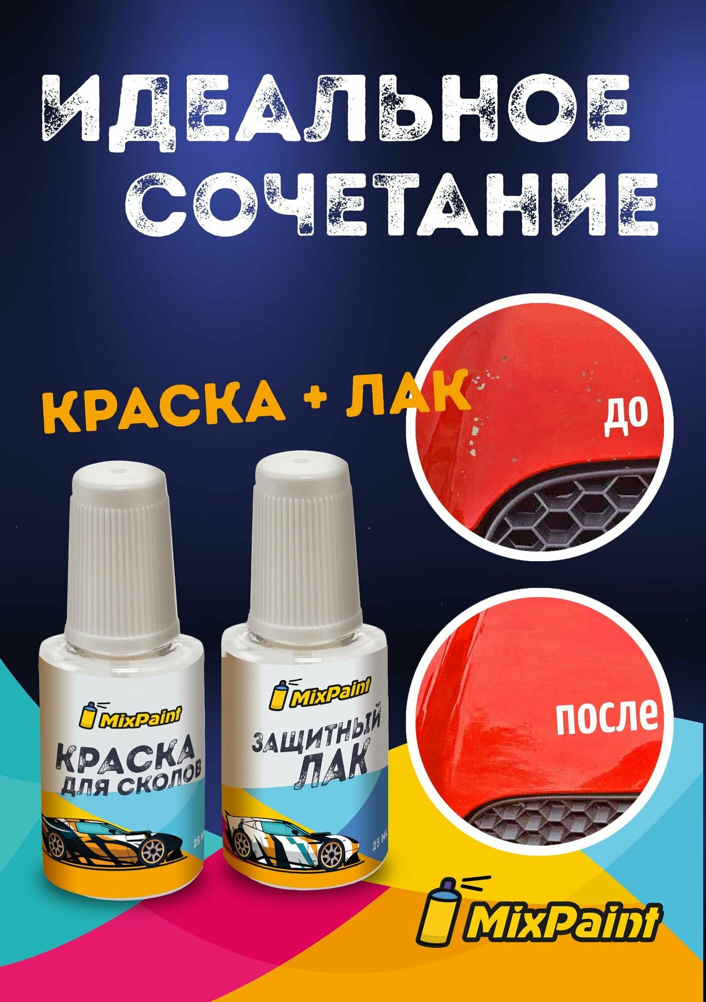 Подкраска для сколов и царапин для автомобиля MITSUBISHI P26 - ORIENT RED, AMAZON RED, RALLY RED, 25 МЛ. + Прозрачный ЛАК,25 МЛ. 25