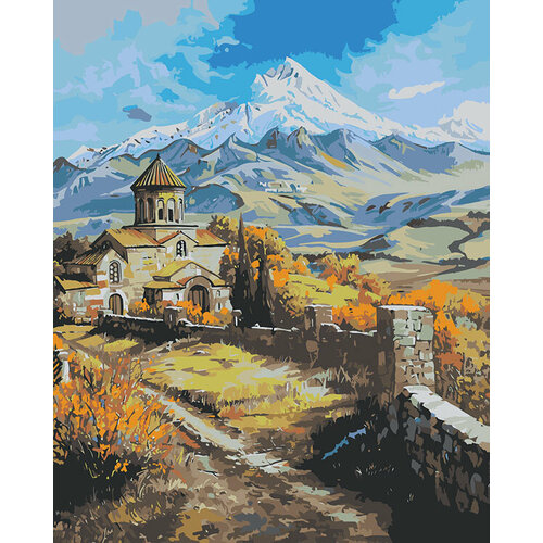 картина по номерам армения древний монастырь в горах Картина по номерам Армения: монастырь и гора Арарат 40x50