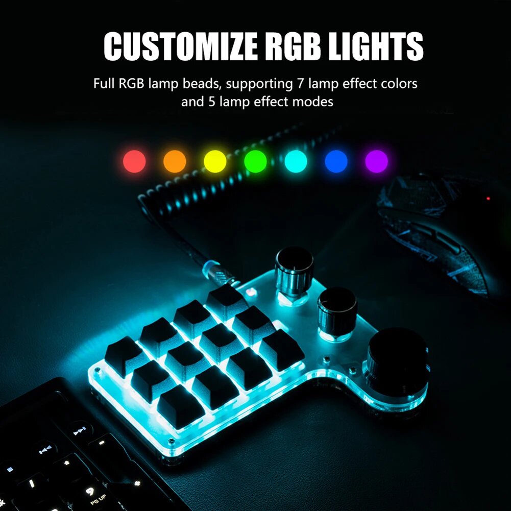 Программируемая механическая клавиатура RGB 12/3 клавиш 7 цветов — фото 1