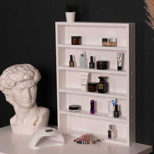 Полка стеллаж настенная для дома, кухни, детской, игрушек, гель лаков, маникюрная Cosmotec, 70х50х8, белая