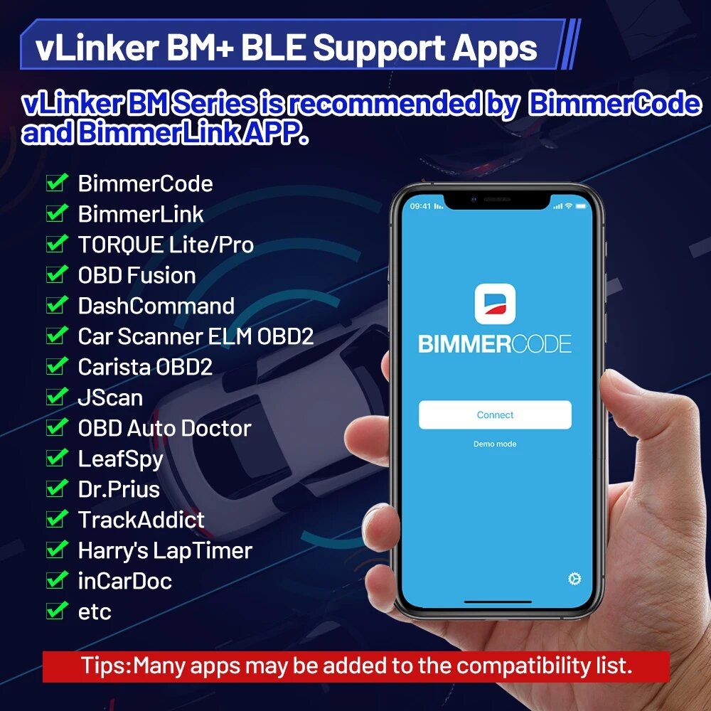 Vgate vLinker BM + V2.2 ELM327 OBD сканер Bluetooth 3,0/4,0/wifi OBD2 инструменты для диагностики автомобиля работает с Bimmercode ELM327 для BMW, BT3.0 Android — фото 1
