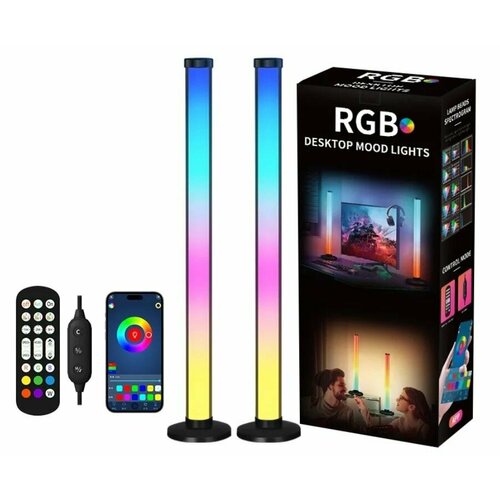 Светодиодные лампы RGB для компьютера и телевизора с управлением со смартфона и пульта черный