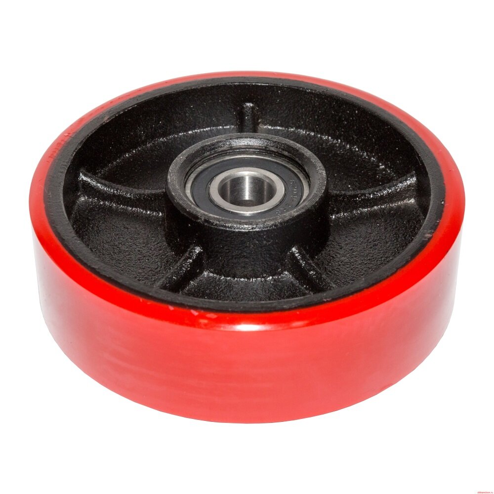 Колесо Ф160 (PU) с подшипником для гидравлической тележки (рохли) (DFQ.4-01D db) — фото 1