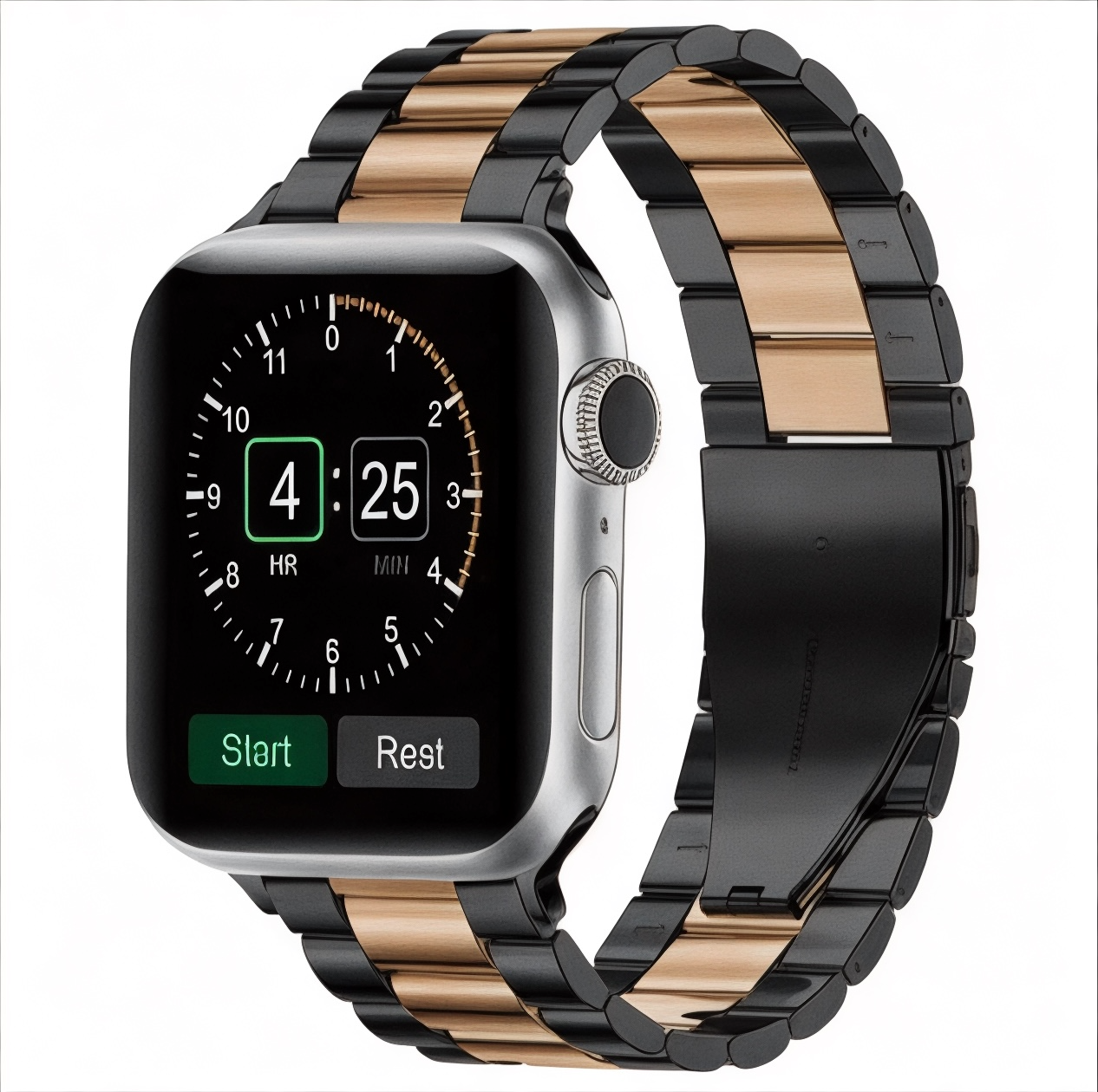 Металлический блочный ремешок для Apple Watch 1-9, SE, ULTRA 42-44-45-49 мм,черный-бронзовый