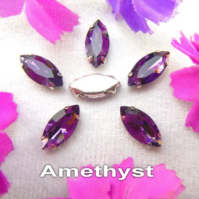Стразы 8 размеров цвет в ассортименте 9x18mm 20pcs Фиолетовый