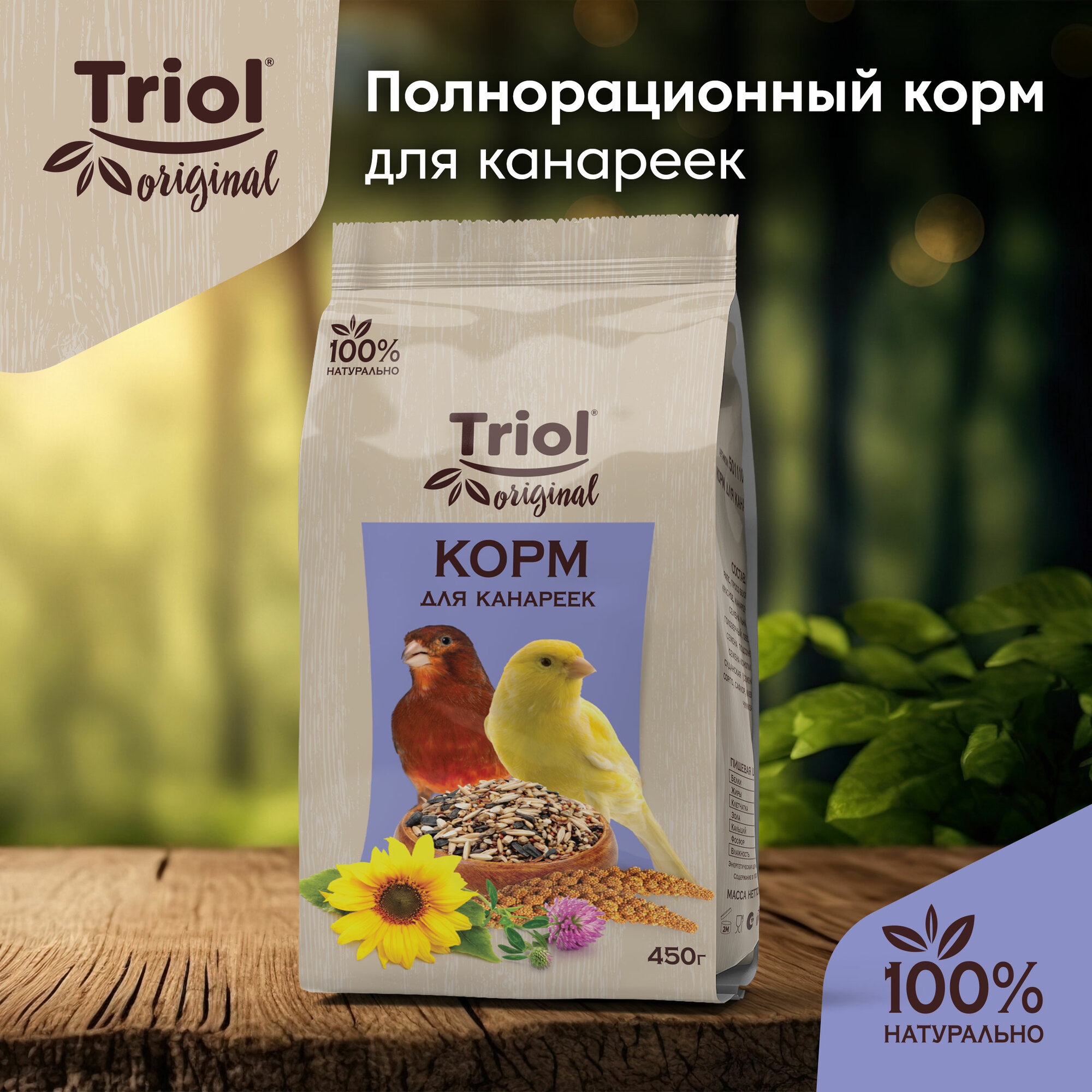 Корм для канареек Triol уникальная формула серия Original 450 грамм