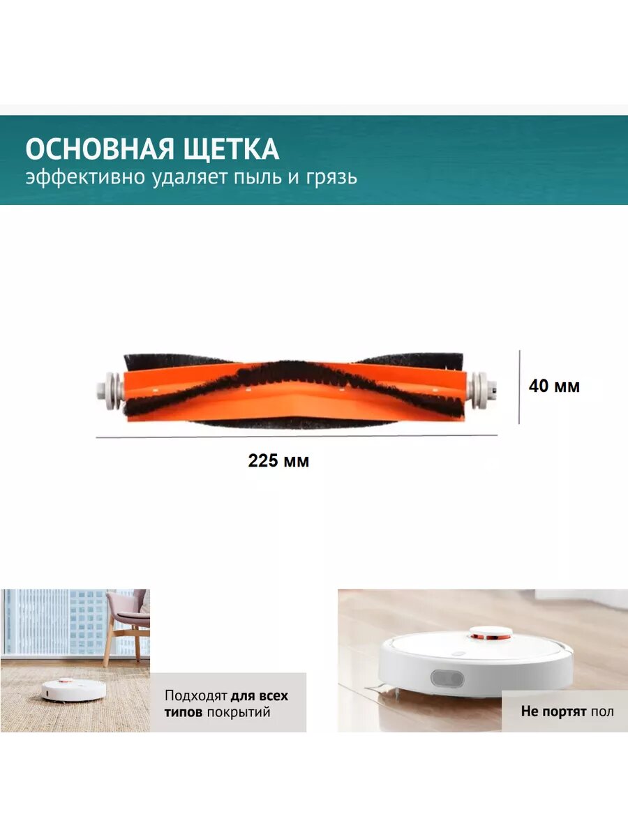 Аксессуары И Комплектующие К Роботам И Игрушкам Xiaomi Основная щетка для робота-пылесоса Xiaomi, Dreame Bot W10, W10 Pro