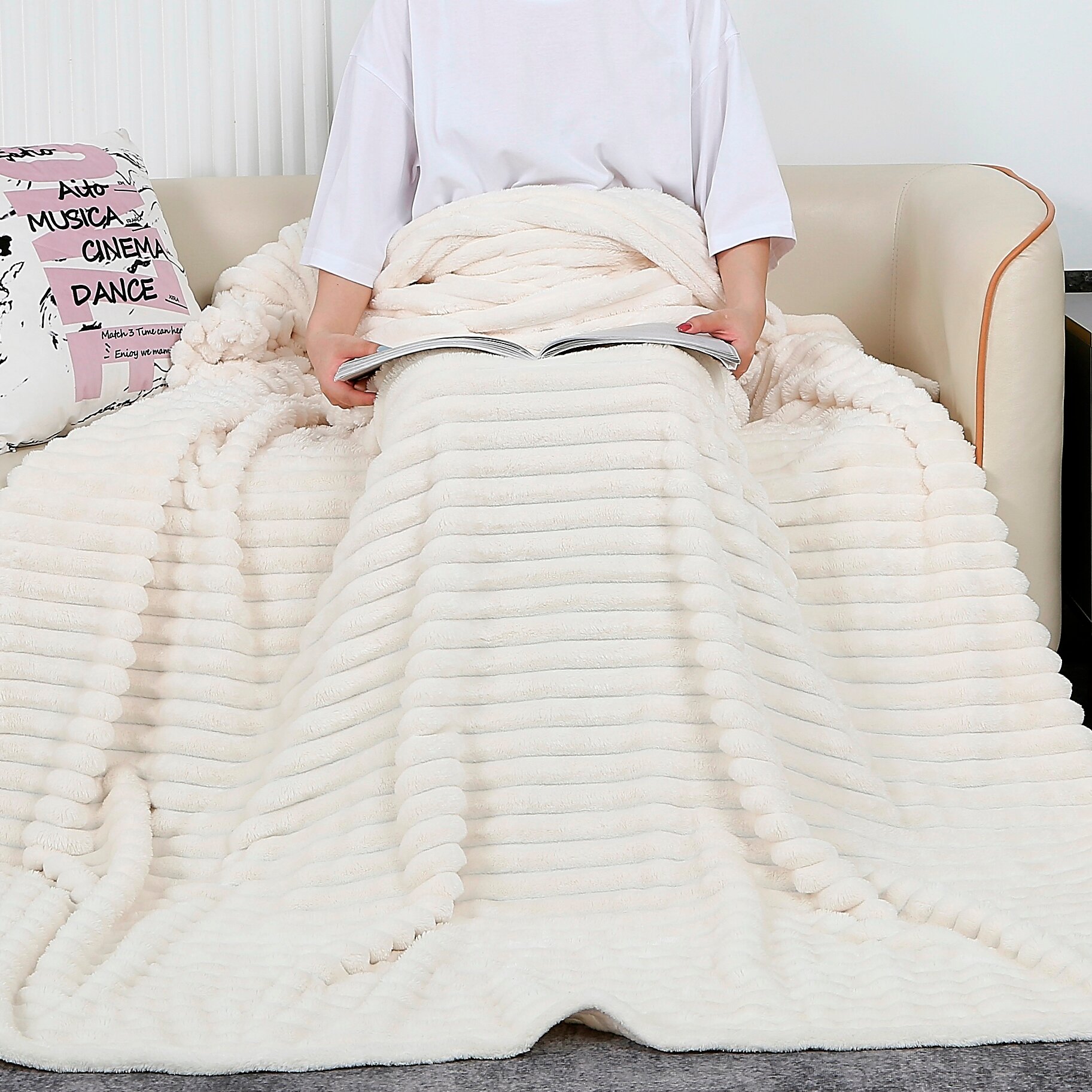 Плед 180x200 теплый пушистый велсофт на диван