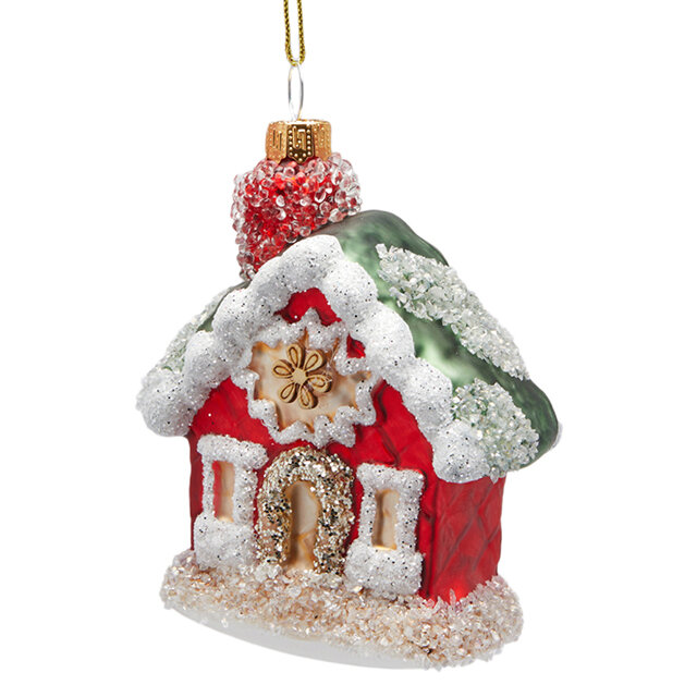 Стеклянная елочная игрушка Домик Cotswold - London House 8 см EDG 6501040A140-3