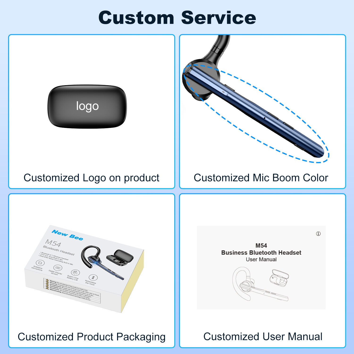 Bluetooth-гарнитура New Bee M54, с шумоподавлением, русскоязычная