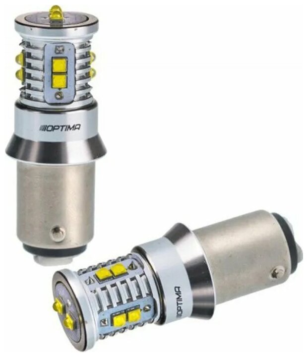 Светодиодная лампа P21/5W Optima MINI-CREE CAN CREE XB-D*10 5500K 12-24V (BAY15D) двухконтактная 1 лампа