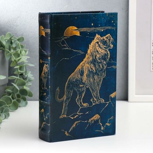 Сейф-книга дерево кожзам Лев на скале 21х13х5 см 1181₽