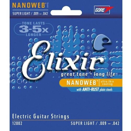 Elixir 12002 NanoWeb струны для электрогитары Super Light 9-42 струны для электрогитары elixir 12152 nanoweb heavy 12 16 24 32 42 52