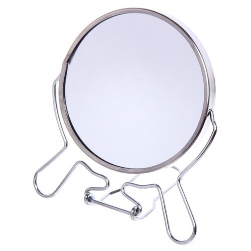 Зеркало настольное в металлической оправе «Модерн» круглое двухстороннее d9,5см