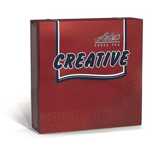 Салфетки бумажные ASTER Creative 33x33 см бордовые 3-слойные 20 штук в упаковке