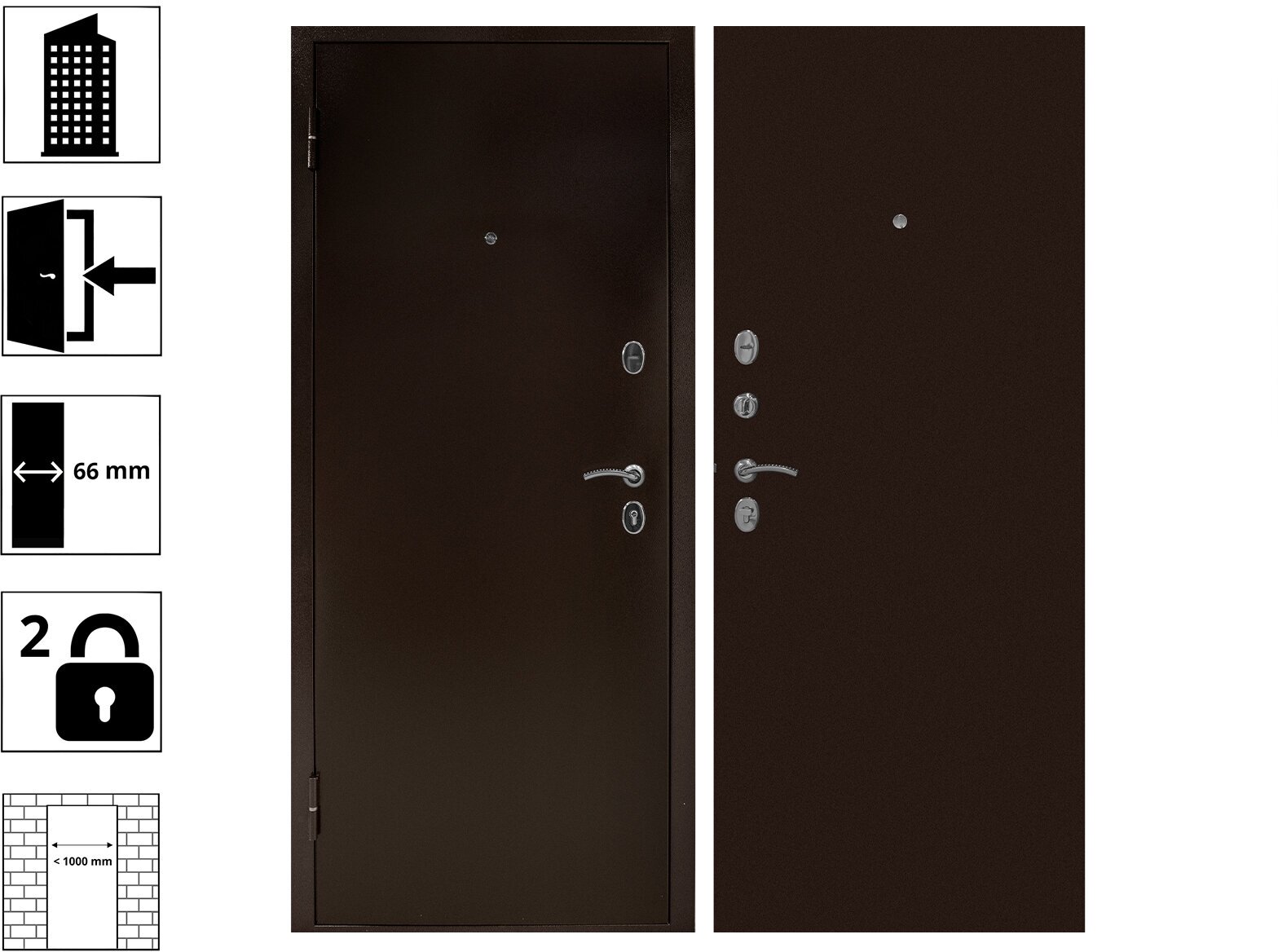 Дверь ТИТАН-2050/960/ L мет/мет антик медь