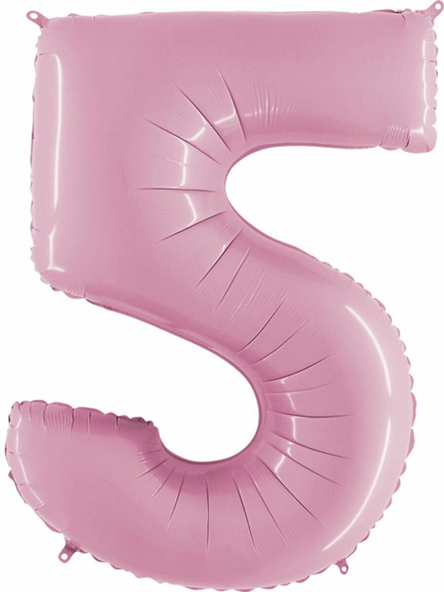 Воздушный шар Цифра 5, нежно-розовый, 101 см