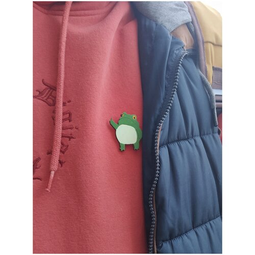 фото Лягушка, жаба, лягушка хулиган, лягушонок , значок деревянный, брошь на одежду, значок на рюкзак нет бренда