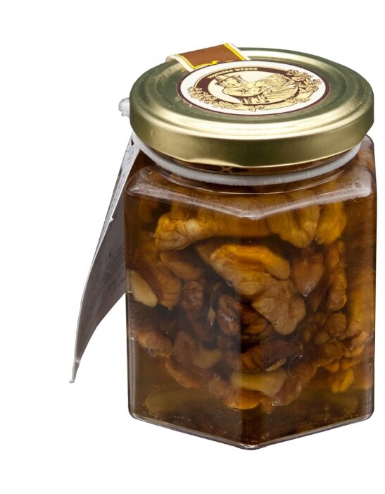 Цветочный мёд "Сотка", с грецким орехом , 220 г - фотография № 1