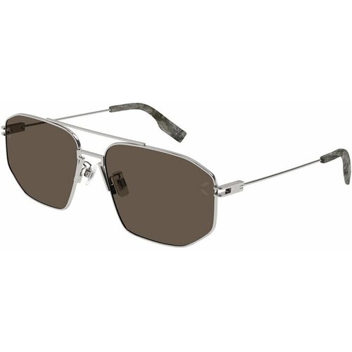 Солнцезащитные очки Alexander McQueen, квадратные, оправа: металл, с защитой от УФ, серебряный