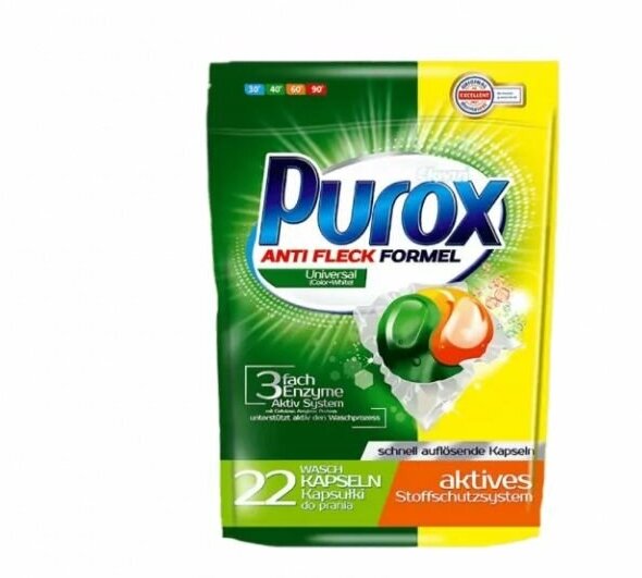 Clovin Purox Anti Fleck Universal Капсулы для стирки цветных тканей, 22 шт