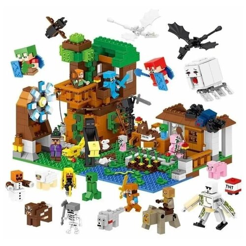 Конструктор PRCK Майнкрафт (Minecraft) Все персонажи 63039 986 деталей конструктор prck 63130 minecraft подвесной деревянный дом 377 деталей
