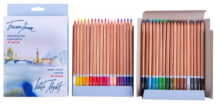 Белые ночи / Акварельные карандаши, 36 цветов в картонной упаковке, ЗХК Невская палитра