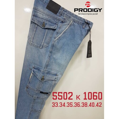 Джинсы карго PRODIGY, размер 33/35, голубой джинсы карго prodigy размер 33 35 синий
