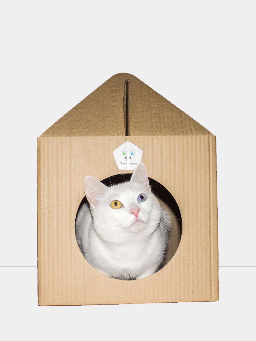 Домик для кошки картонный Кот Снежок - фотография № 6