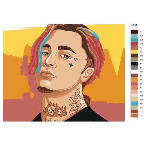 Картина по номерам X-651 Репер Lil Pump 80x100 картина по номерам x 650 репер 6ix9ine 80x100