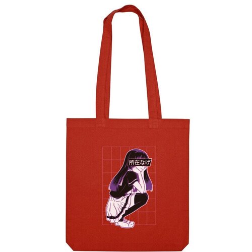 сумка anime bored girl аниме скучающая девушка ярко синий Сумка шоппер Us Basic, красный