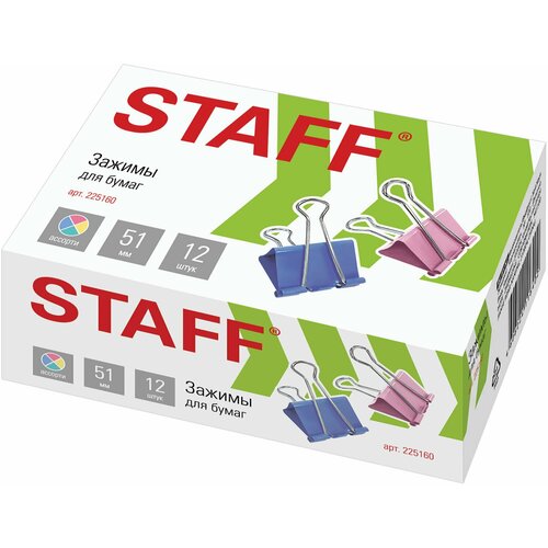 зажимы для бумаг staff 224607 комплект 24 упаковки Зажимы для бумаг STAFF 225160, комплект 4 уп.